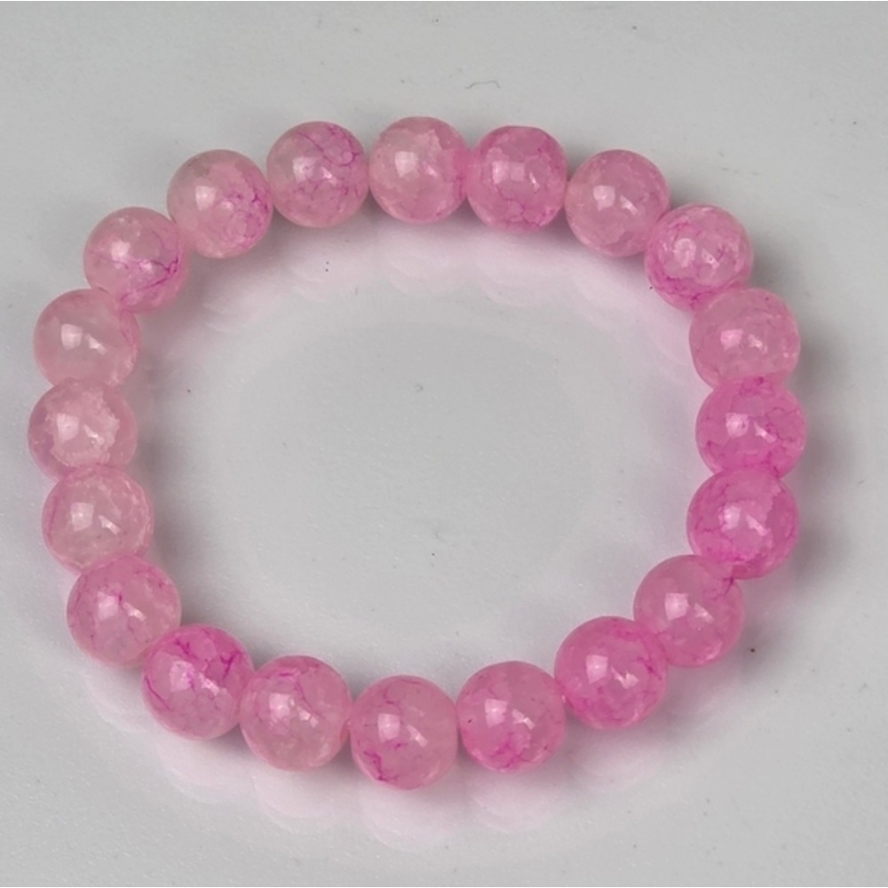 10mm Pink Glass Beaded Bracelet‎
